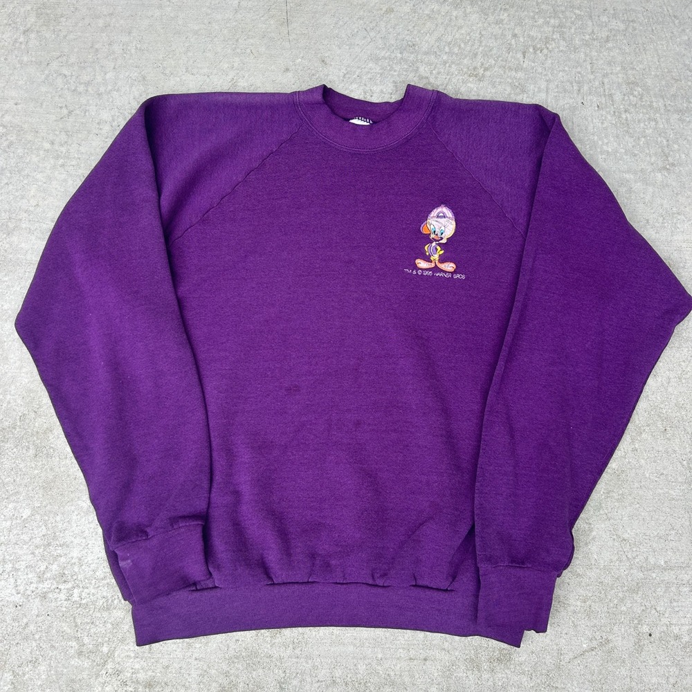 Fruit of the Loom Tweety Bird Sweatshirt XL Purple Vintage 90s Warner Bros Rare